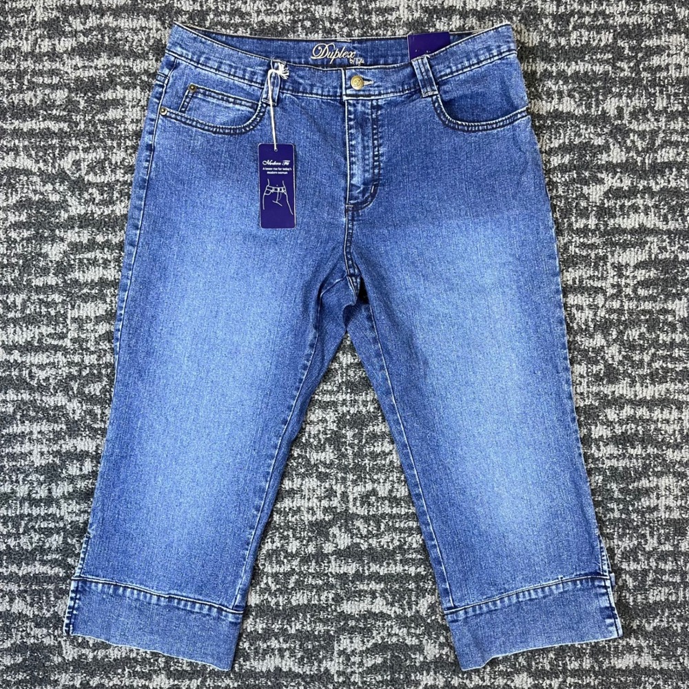 Duplex by Tyte Capri Jeans Womens 12 Blue Modern Fit Cuffed Cropped Denim